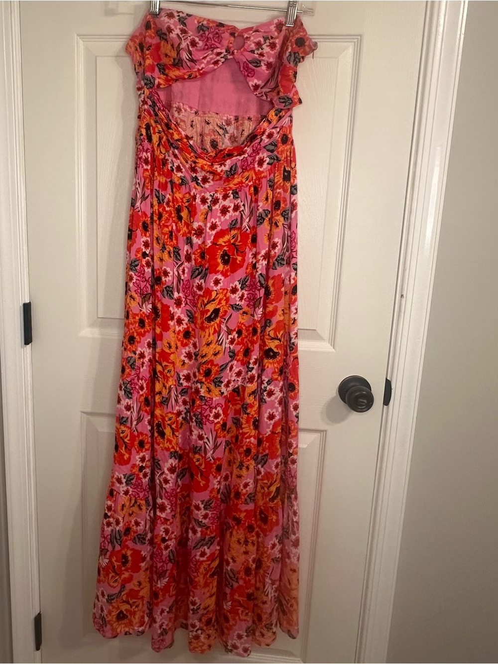 Pink & Red Floral Maxi Dress